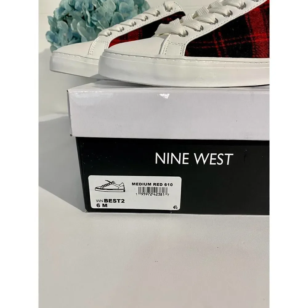 Nine West Best Casual Red Plaid Sneakers